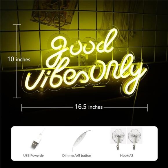 Good Vibes Only Neon Signs for Wall Decor Neon Lights Led Signs Suitable - Picture 3 of 7